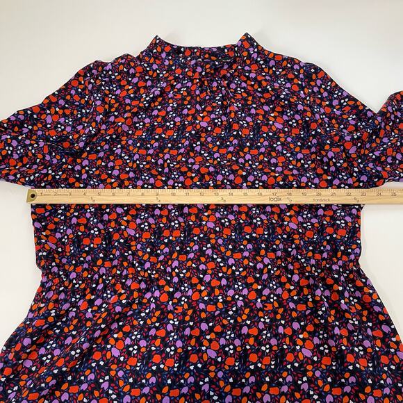 Halogen Size 2X Black Orange Purple Floral Blouse Long Sleeves - Picture 5 of 6